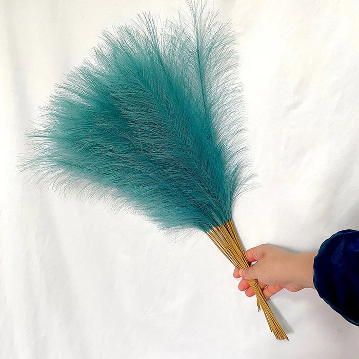 10pcs Artificial Pampas Grass – Blue Fake Reed Flowers for Wedding, Home, Party, and Vase Decoration
