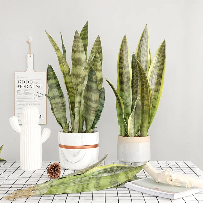 3pcs Artificial Sansevieria Plants – Bonsai Decoration with Tiger Piran Leaves for Home, Garden, and Desktop Décor