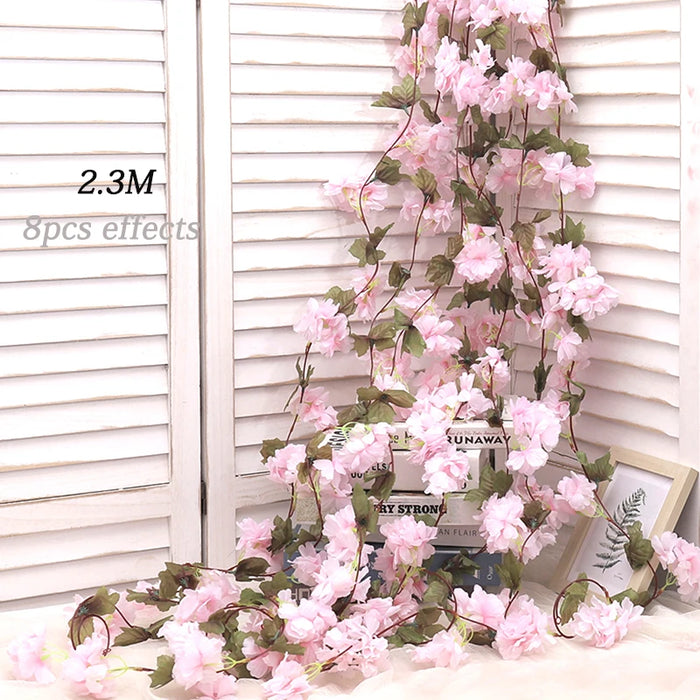 180CM Artificial Sakura Flowers Vine – Wedding Garden Arch, Home Party Decoration, Christmas Bridal Silk Flowers