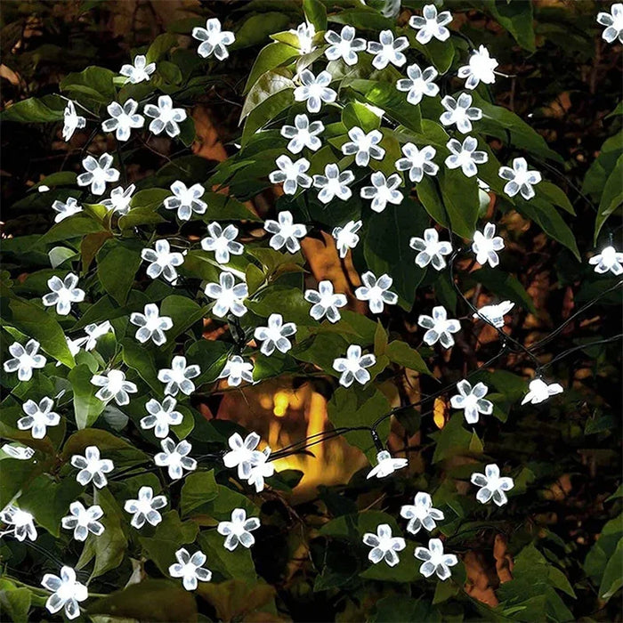 Solar Garden Flower String Lights – Waterproof Outdoor LED Fairy Lights with 8 Modes for Holiday, Christmas, and Decorative Lighting