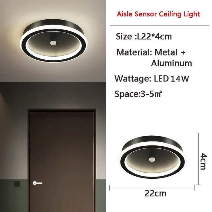 Nordic PIR Motion Sensor LED Ceiling Light – Modern Induction Ceiling Lamp for Bedroom, Living Room, and Indoor Spaces