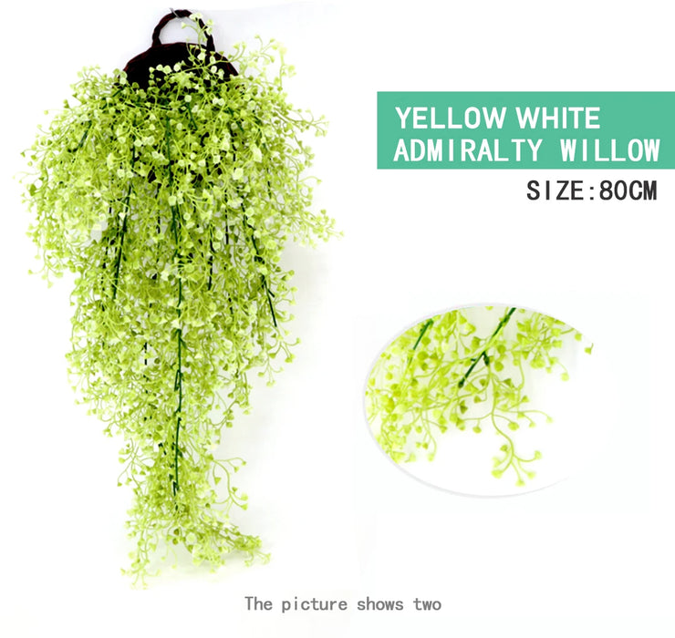 80cm Artificial Admiralty Willow Hanging Vine – Faux Wreath Garland with Leaves for Home, Garden, Balcony Décor