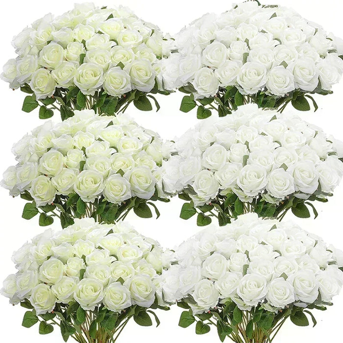 50 Pcs Artificial Silk Roses – Realistic Fake Rose Flowers for Wedding Centerpieces, Home Decor, Party Decorations, and DIY Bouquets