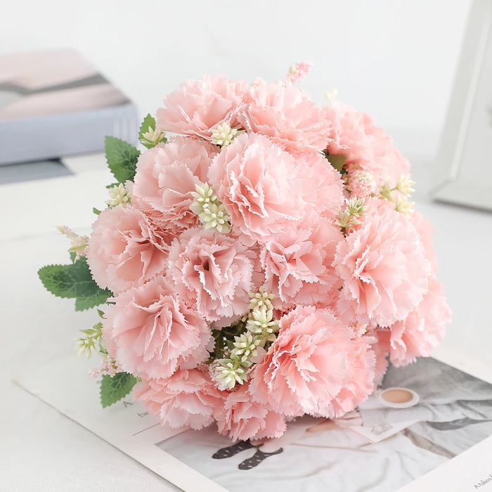 28cm Artificial Carnation Bouquet – 1/3 Pieces Silk Flower for Home, Wedding, Room, Garden Decoration, DIY Bride Holding Flowers