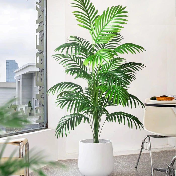 Artificial Palm Tree – 68-125cm Tropical Fake Plant with Green Plastic Palm Leaves for Home, Garden & Outdoor Décor
