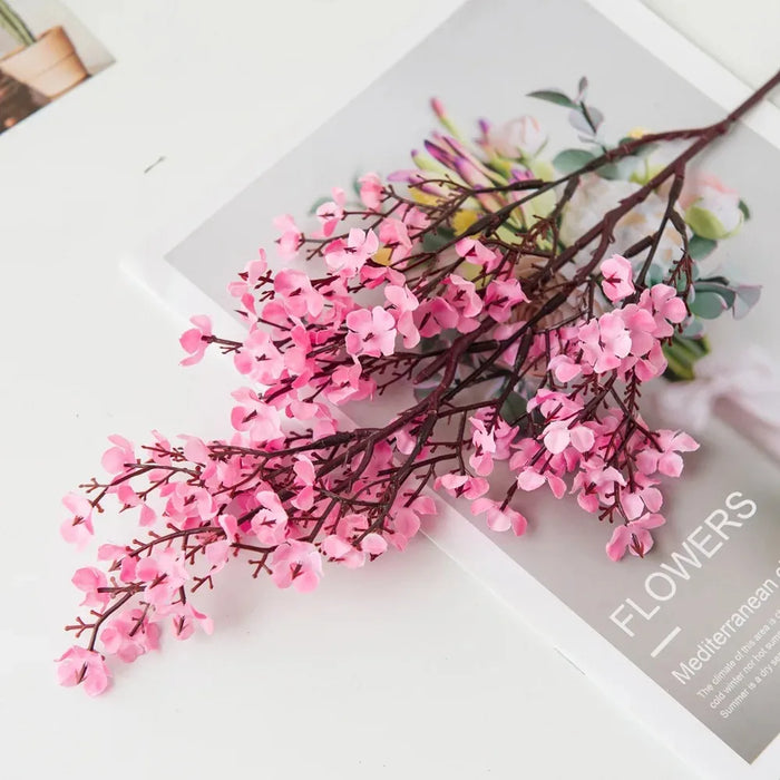 Cherry Blossoms Artificial Flowers Baby's Breath Gypsophila – Faux Silk Flowers for Wedding & Home Vase Decoration