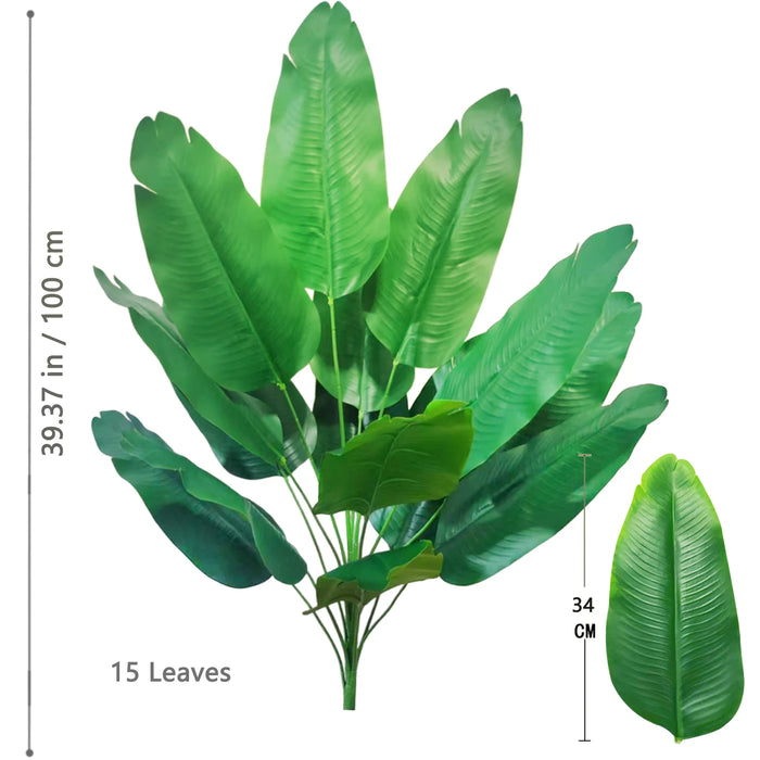 65-125cm Large Artificial Tropical Palm Tree – Real Touch Fake Banana Plant with 24 Leaves for Home, Garden, and Outdoor Decor