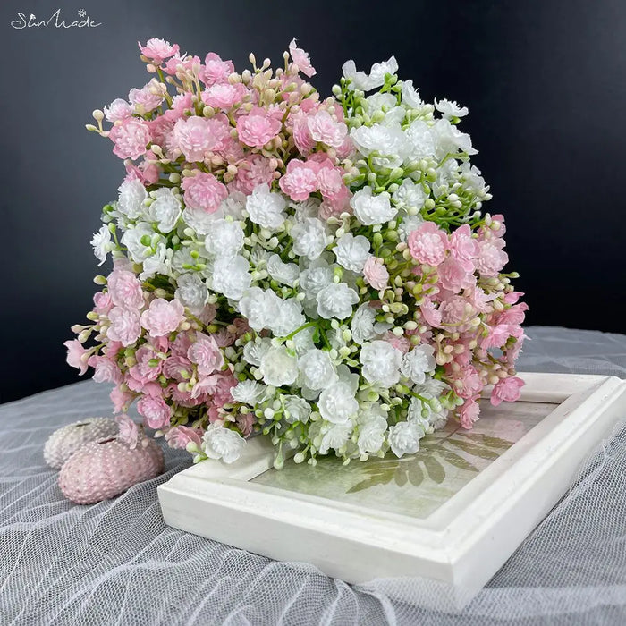 Vivid 6 Pcs/Bundle Babysbreath Artificial Flowers – Multicolor Fake Flower Arrangement for Home, Garden, and Wedding Decor