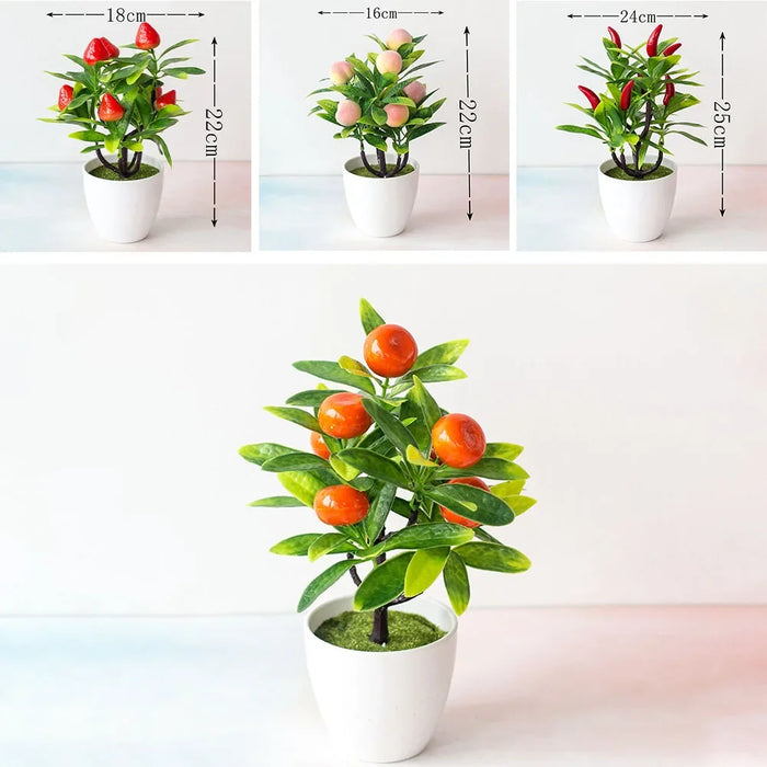 Artificial Bonsai Plant – 22cm Potted Simulated Fruit Tree for Home, Garden, and Office Decor