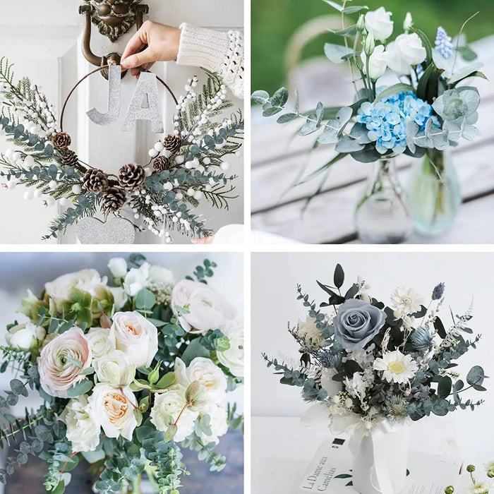 12pcs Artificial Eucalyptus Stems – Silver Dollar Greenery for Wedding Bouquets, Floral Arrangements, and Home Decor