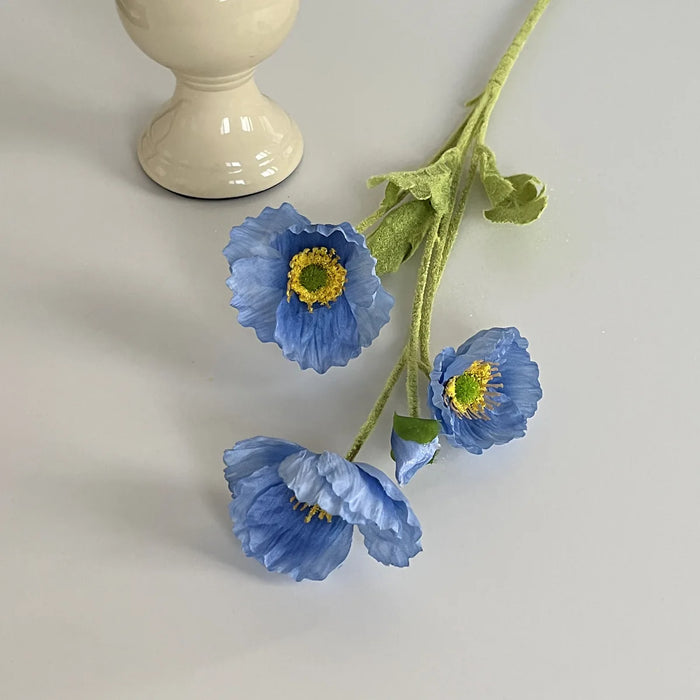 4-Head Artificial Poppy Silk Flower Bouquet – Home, Wedding, Party, and Garden Decoration