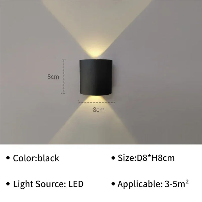 IP65 Waterproof LED Wall Lamp – Modern Outdoor Garden Sconce, Living Room Spotlight Lighting, Black Wall Mounted