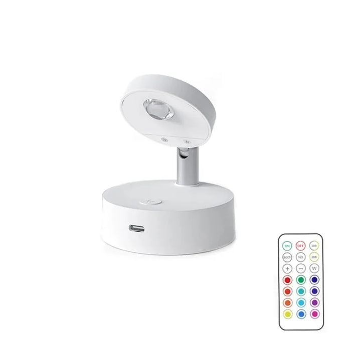 Wireless LED Spotlight – USB Rechargeable Wall Lamp with Remote Control, 12-Color RGB Night Light for Bedrooms, Cabinets, and Wardrobes