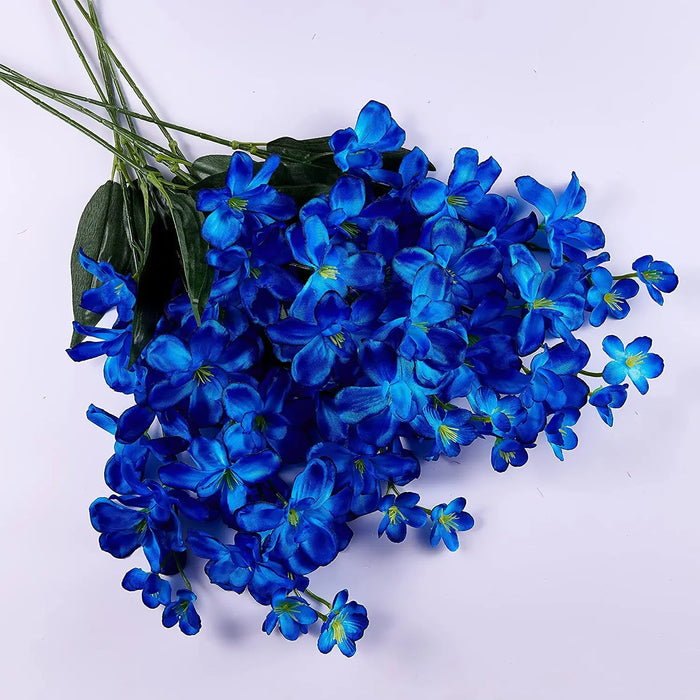 10pcs Artificial Blue Orchid Flowers with Long Stems – Bulk Decorative Faux Butterfly Orchids for Weddings and Home Decor