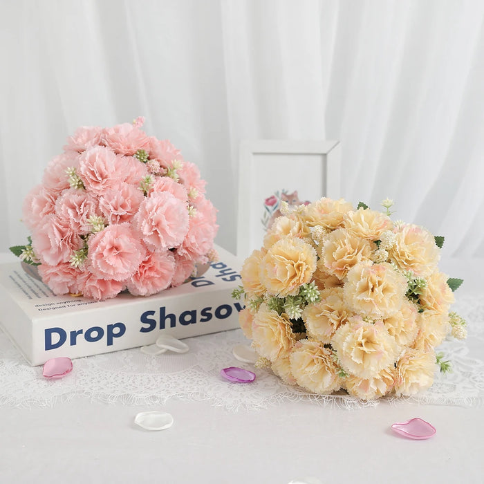 28cm Artificial Carnation Bouquet – 1/3 Pieces Silk Flower for Home, Wedding, Room, Garden Decoration, DIY Bride Holding Flowers