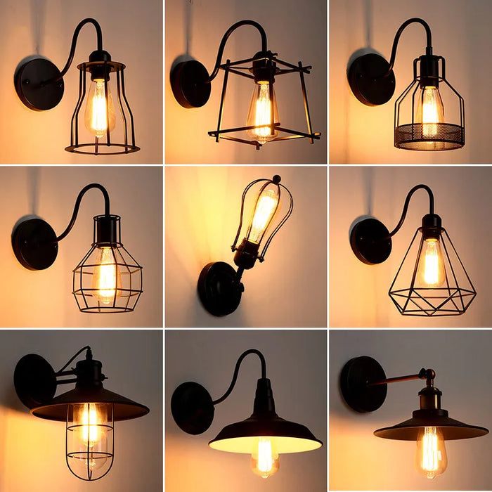 Retro Industrial Wall Light – Vintage Metal and Wood Wall Lamp for Aisles, Restaurants, and Bars