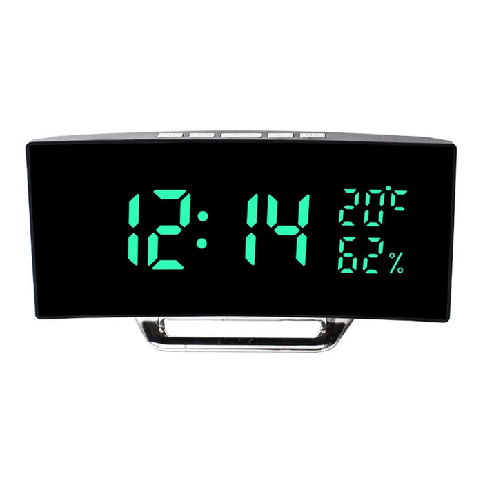 Digital Mirror Alarm Clock – LED Display with Temperature, Humidity, 2 Brightness Levels, Snooze, Night Mode & 12/24H Switch