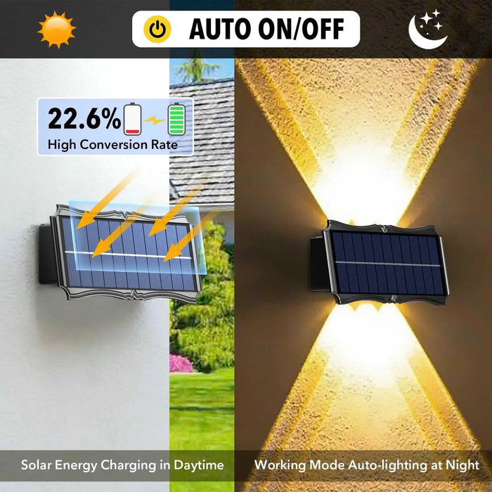 Solar Up Down Wall Light – Waterproof LED Outdoor Wall Lamp for Garden, Balcony & Yard Decoration