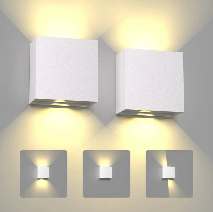 2-Pack LED Wall Sconces – Modern 6W Up & Down Wall Mount Lights, Waterproof IP65 for Living Room, Hallway, Bedroom, Indoor & Outdoor Use