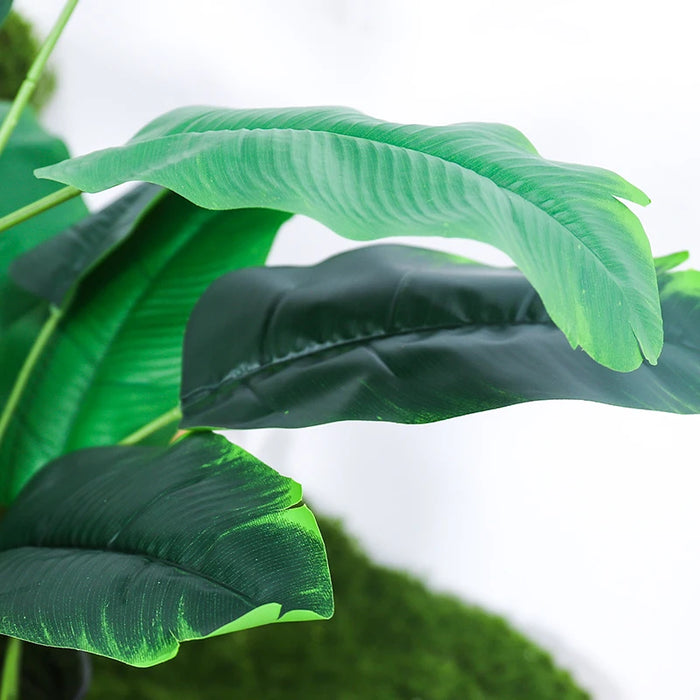 Artificial Tropical Palm Tree – 80/90CM Fake Banana Plant with Real Touch Monstera Leaves for Home and Garden Decoration