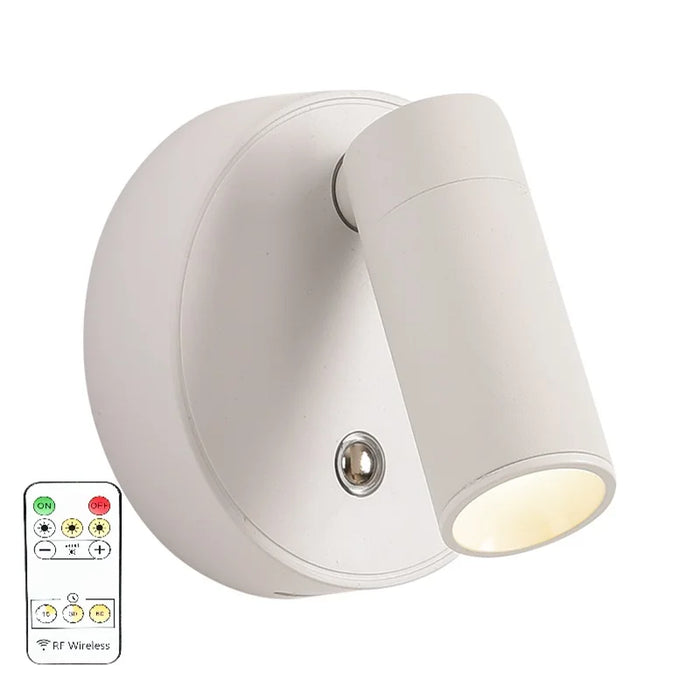 "LED Wireless Wall Sconces with Remote Control – 360° Rotatable, Dimmable Wall Lamp for Bedroom, Office, and Living Room – Rechargeable with Tri-Color Lighting"