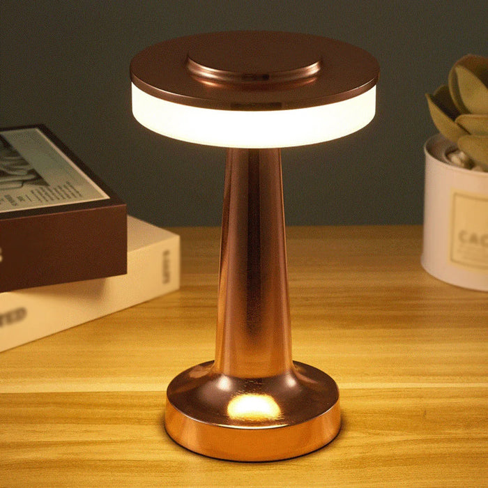 Retro LED Table Lamp – USB Rechargeable, Infinitely Dimmable Night Light with 3 Color Modes – Portable Ambient Lighting for Bedroom, Bar, and Camping