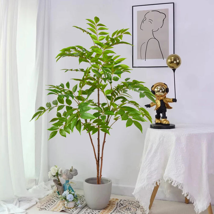 Artificial Ficus Tree – 76-140cm Tall Faux Banyan Plant with Green Palm Leaves for Home, Garden, and Office Decoration