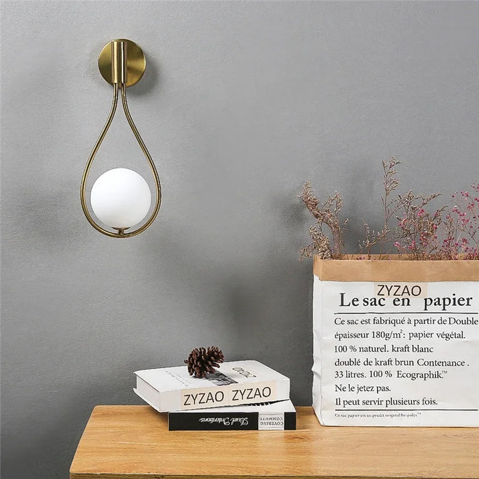 Modern Metal and Glass Ball Wall Lamp – Nordic Style Wall Lighting for Living Room, Bedroom, Aisle, Corridor, and Staircase – AC Powered, LED Bulb Included