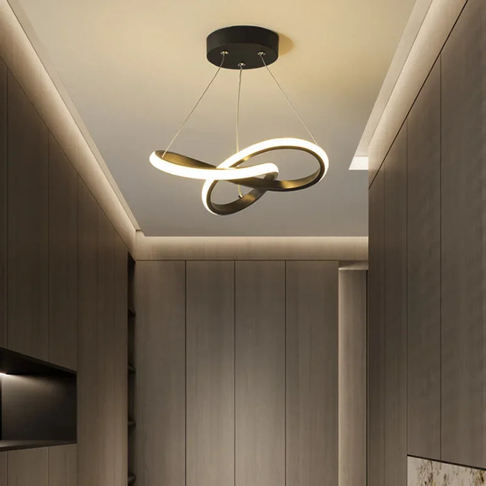 Modern LED Line Pendant Light – 24/30cm Aluminum Hanging Lamp for Entrance, Living Room, and Restaurant Indoor Lighting