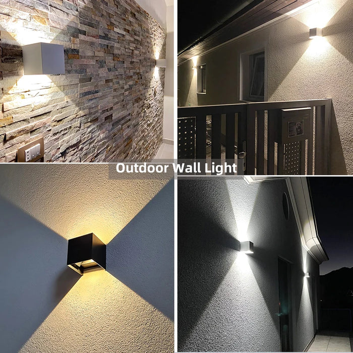 Modern Outdoor LED Wall Lamp – 6W/12W Adjustable Up and Down Light, IP65 Waterproof Wall Light for Garden, Porch, Living Room, Bedroom, and Street Lighting (Warm/White Light)