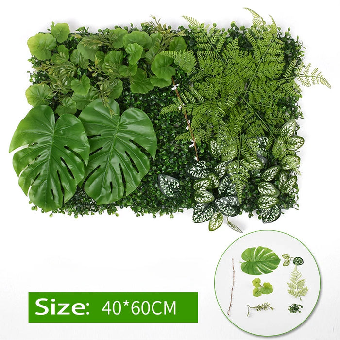 60x40cm Artificial Green Wall Panel – Realistic Fake Plants for Home Garden Jungle Decor, Lawn Decoration & Outdoor Fence