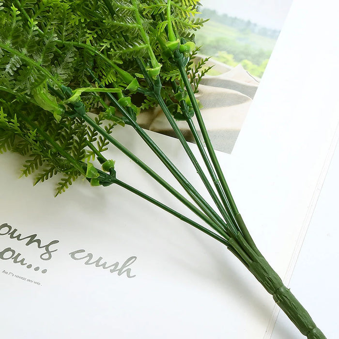 2/1Pcs Artificial Fern Greenery – 7 Branches, 49 Leaves Fake Plastic Plant for Home, Table, and Christmas Decorations