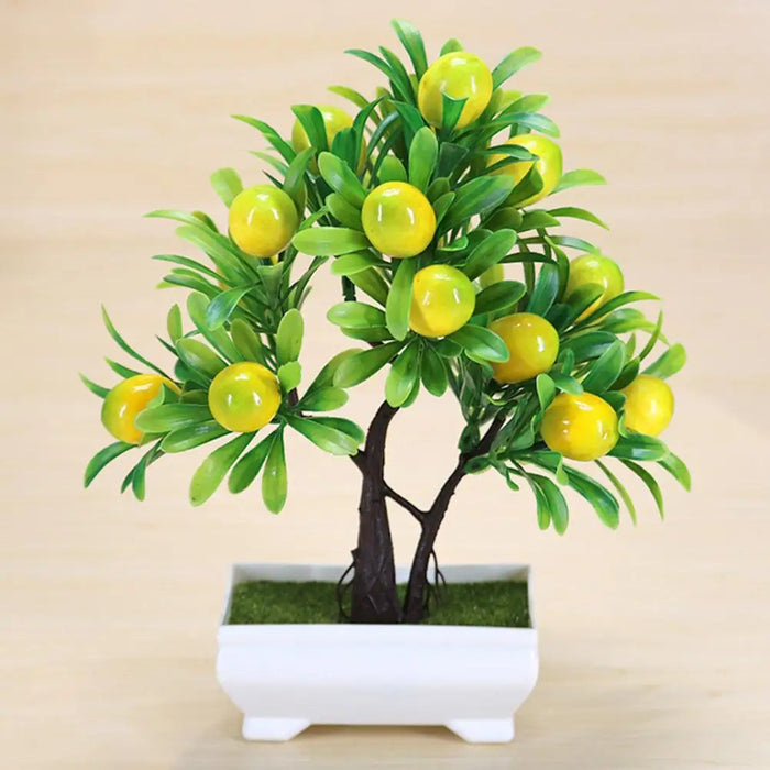 Artificial Orange Bonsai Tree – Potted Peach Pepper Fruit Plant for Home, Office, and Garden Decor