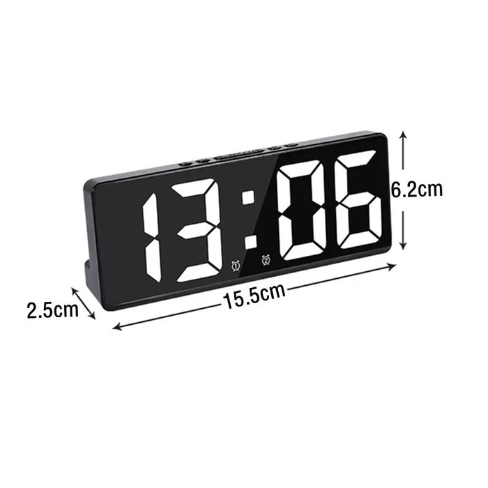 Voice Control Digital Alarm Clock with Temperature Display – Snooze, Night Mode, Dual Alarms, 12/24H LED Clock with Anti-Disturb Feature