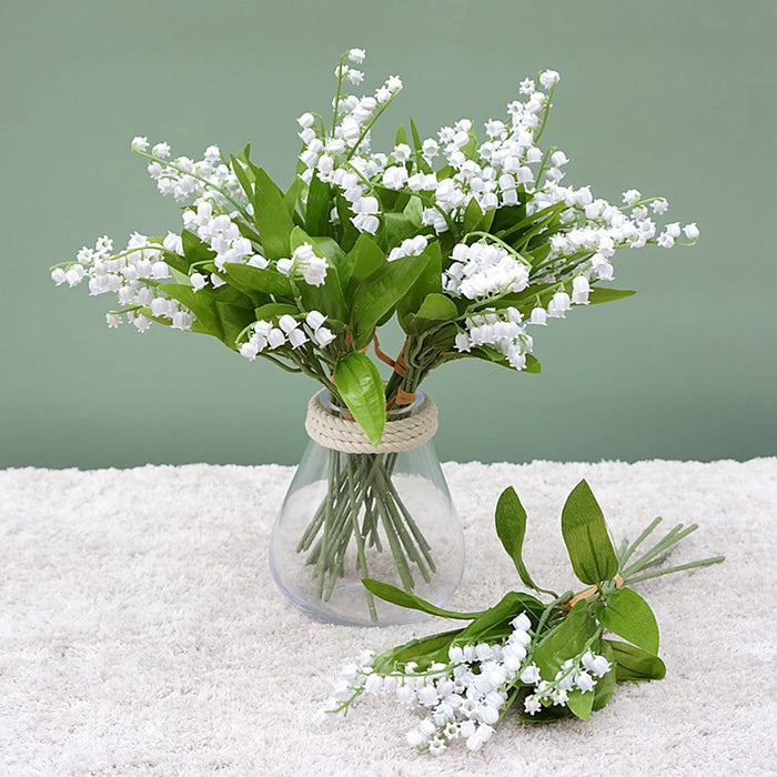 White Artificial Bellflower Bouquet – Handmade Plastic Flowers for Wedding, Home, and Party Decorations – Bride Holding Floral Arrangement