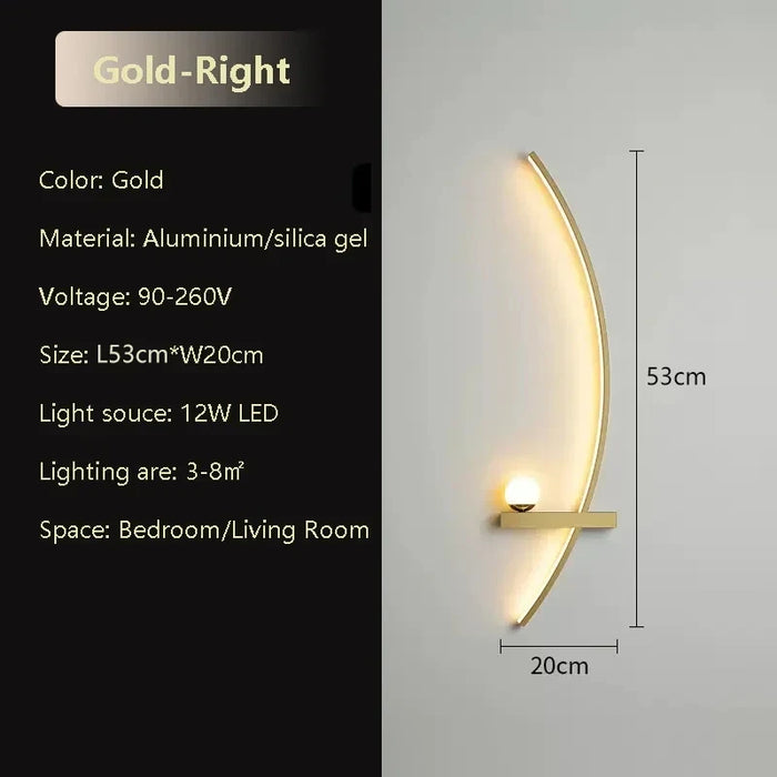 Modern LED Wall Lamp – Aluminium 53cm Long Strip Light for Bedroom, Living Room, Aisle, and Indoor Use – Dimmable with Remote Control