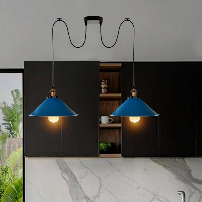 Vintage hanglamp | Ursa | 2-weg | Metalen kap | Blauw