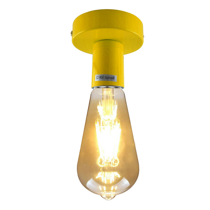 Vintage Bulb Holder | Bruce | E27 Lamp Base | Metal | Yellow