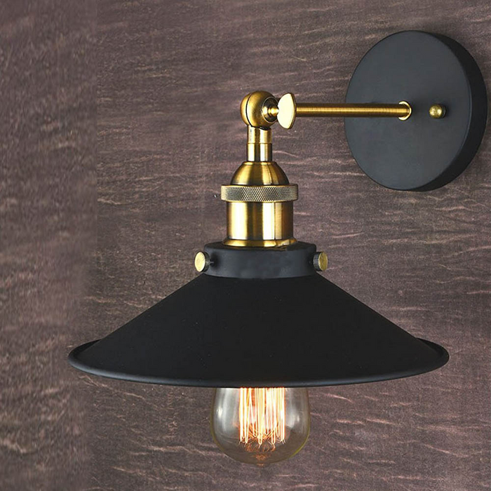 Industrial Wall Light | Ethan | Irone Cone | Black