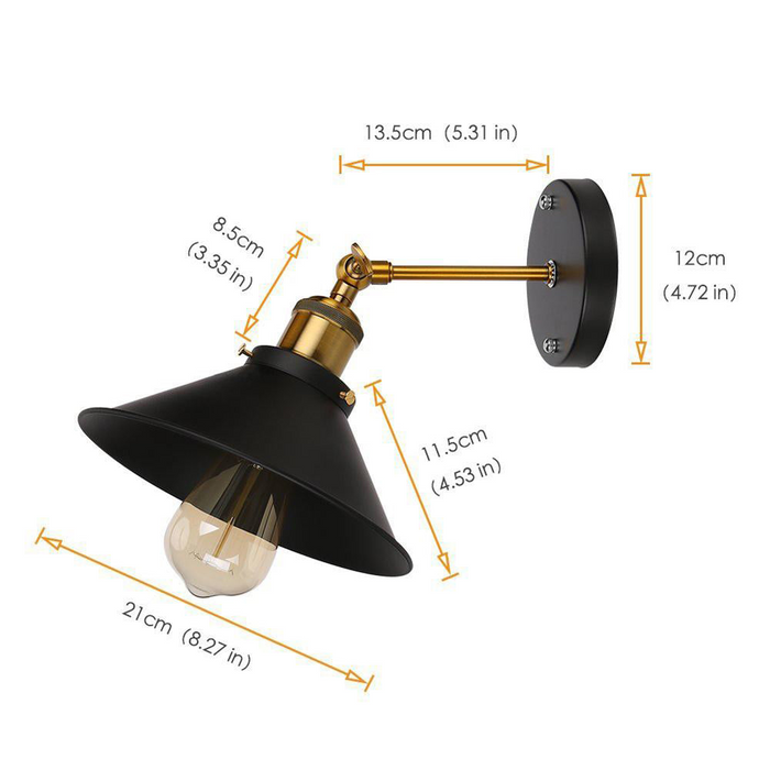 Industrial Wall Light | Ethan | Irone Cone | Black