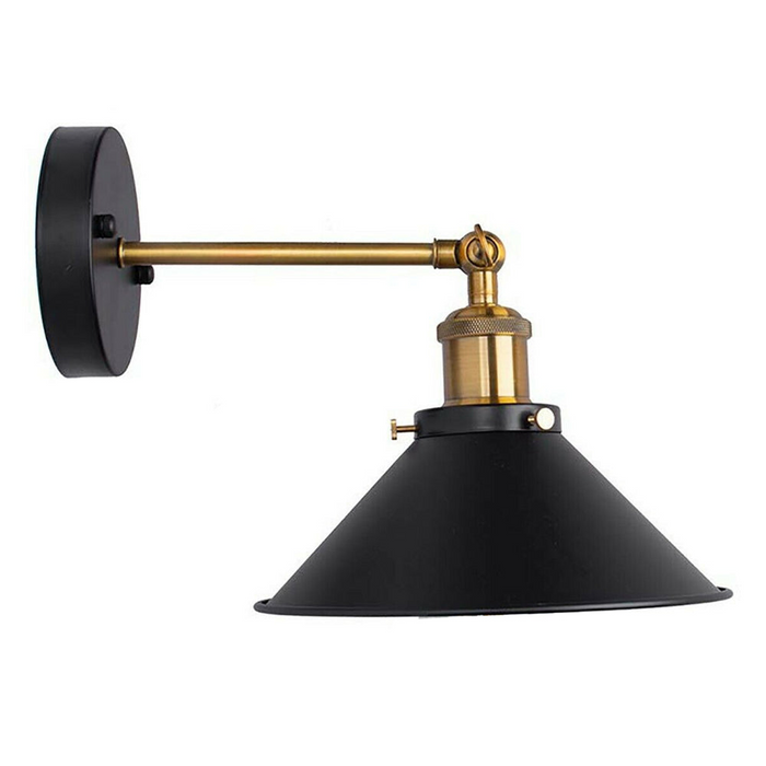 Industriële wandlamp | Ethan | IJzeren Kegel | Zwart