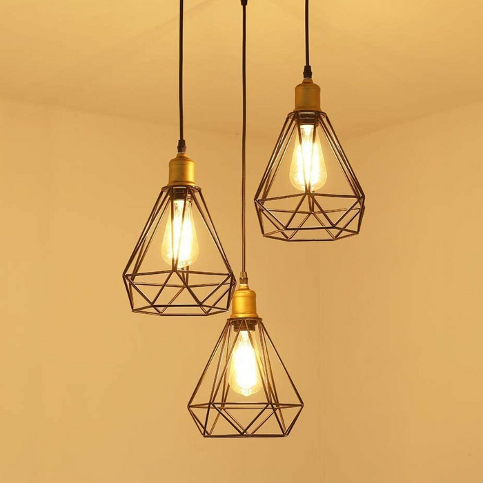 Vintage clusterhanglamp | Perry | Kooilicht | Groen Messing