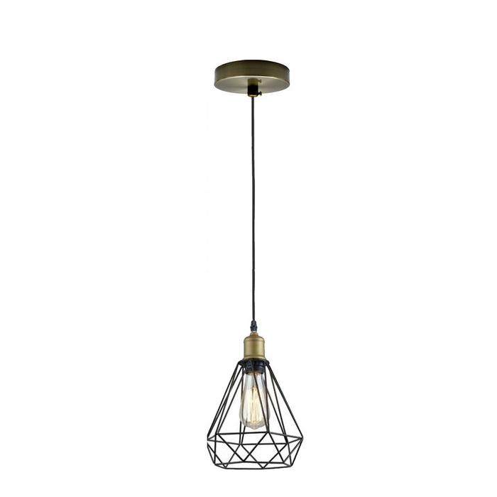 Vintage Cluster Pendant Light | Perry | Cage Light | Green Brass