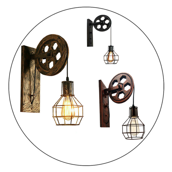 Industriële wandlamp | Bret | Katrolwiel | Verschillende kleuren