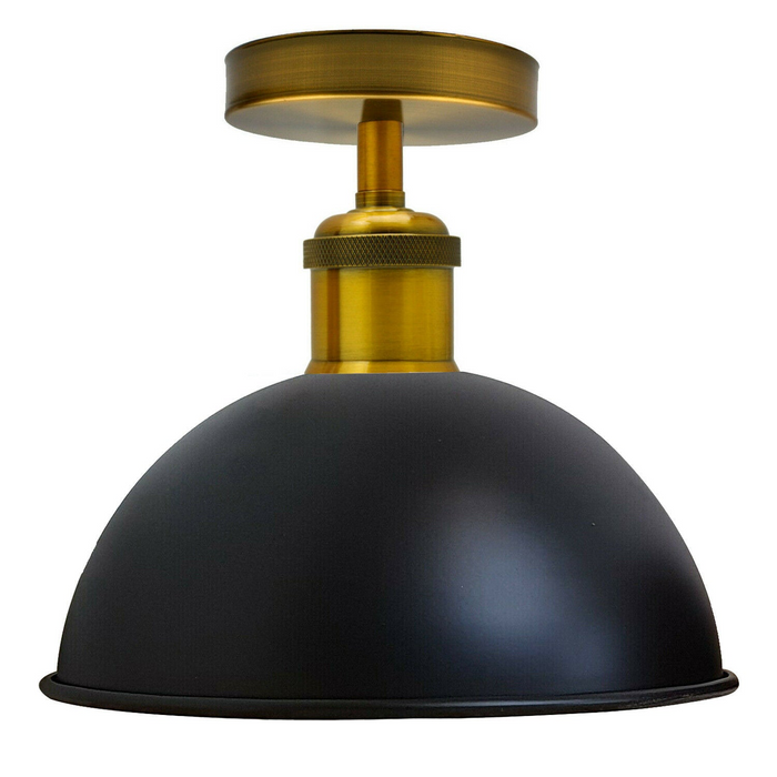 Moderne plafondlamp | Tsjaad | Metalen koepel | Zwart en geel messing
