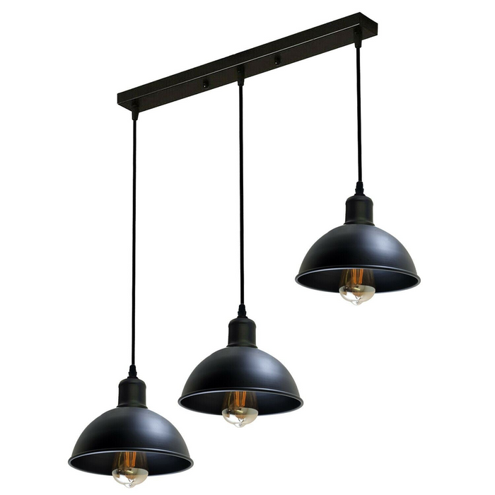 Moderne hanglamp | Winona | Metalen koepel | 3-weg | Zwart