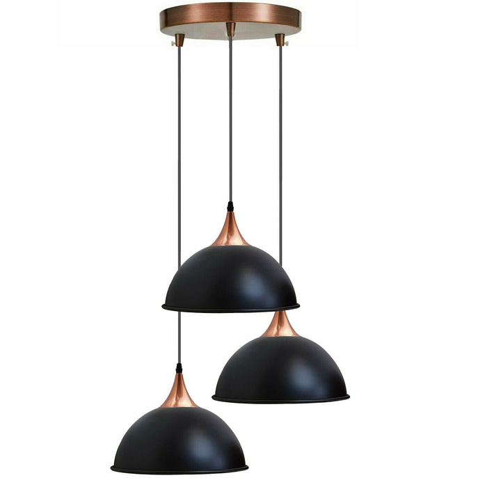 Moderne hanglamp | Daan | Metalen koepel | Zwart | 3-weg