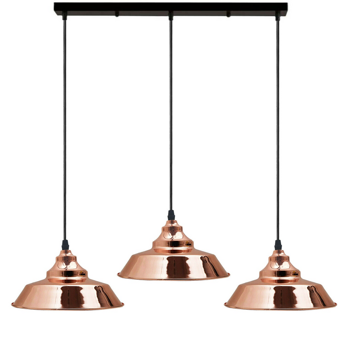 Vintage hanglamp | Sylvester | Metalen kap | Rosé goud | 3-weg