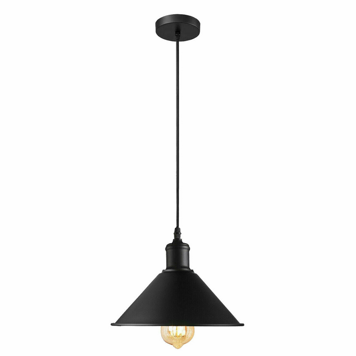 Vintage Pendant Light | Xio | Metal Cone | 1 Way | Black Cone