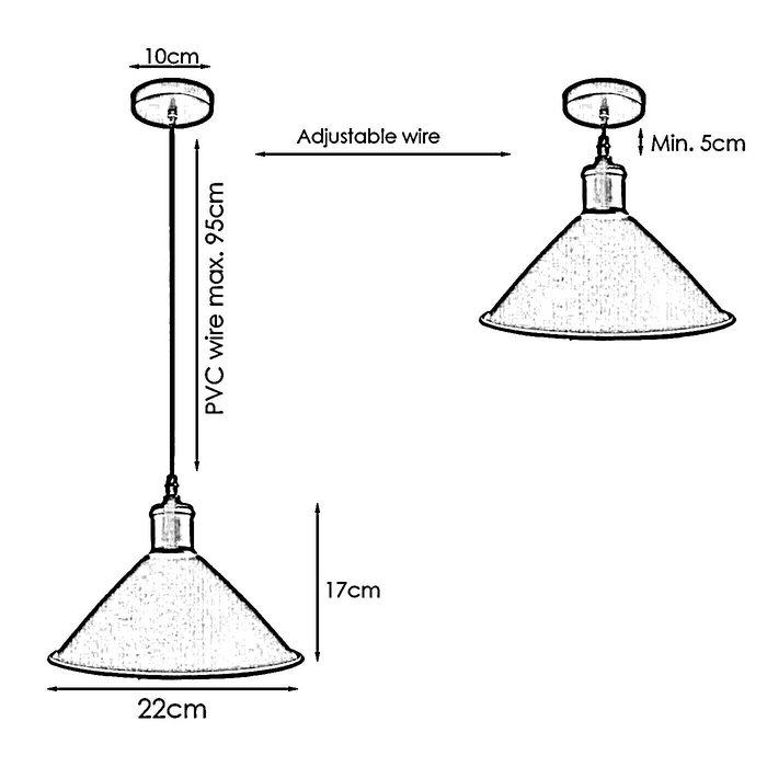 Vintage hanglamp | Wilson | Metalen kegel | 1-weg | Wit